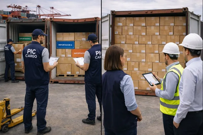 Imagen referencial de 40 m³ en LCL dividido vs FCL 40 pies