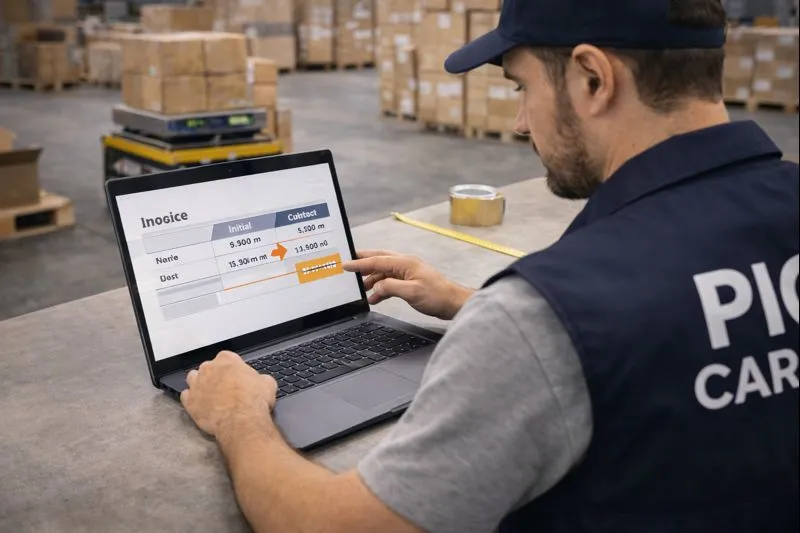 Factura final con ajuste por medición real de carga consolidada