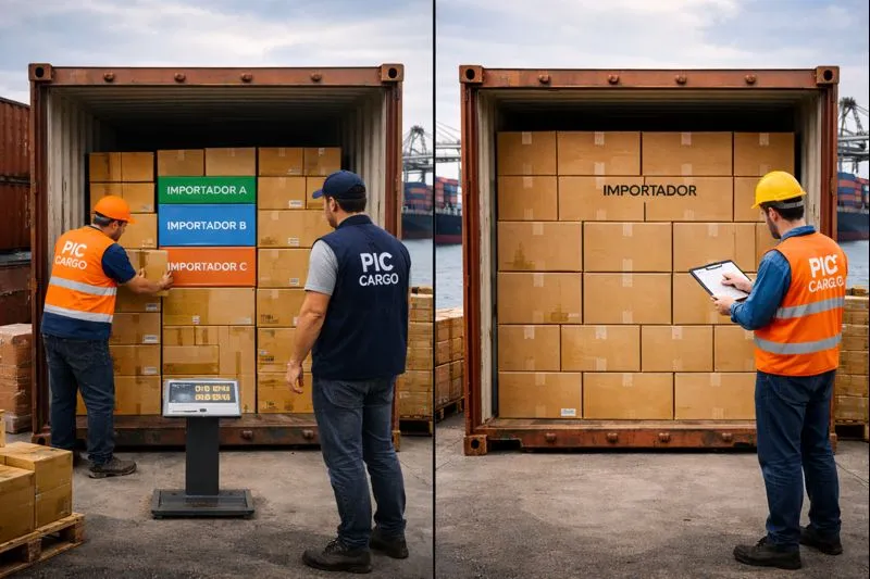 Operación logística y contenedor (referencial)
