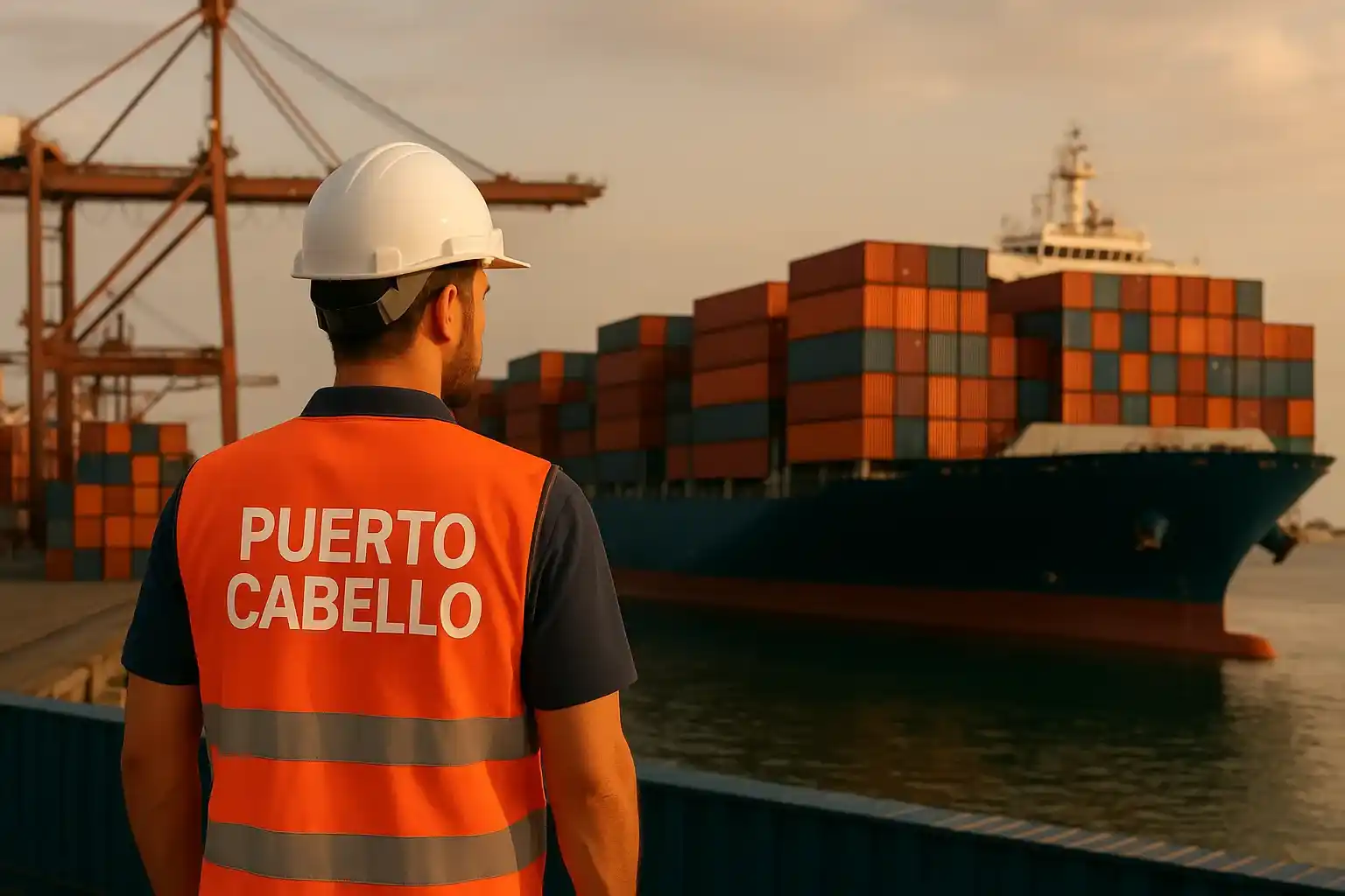 Puerto con contenedores y operaciones de importación