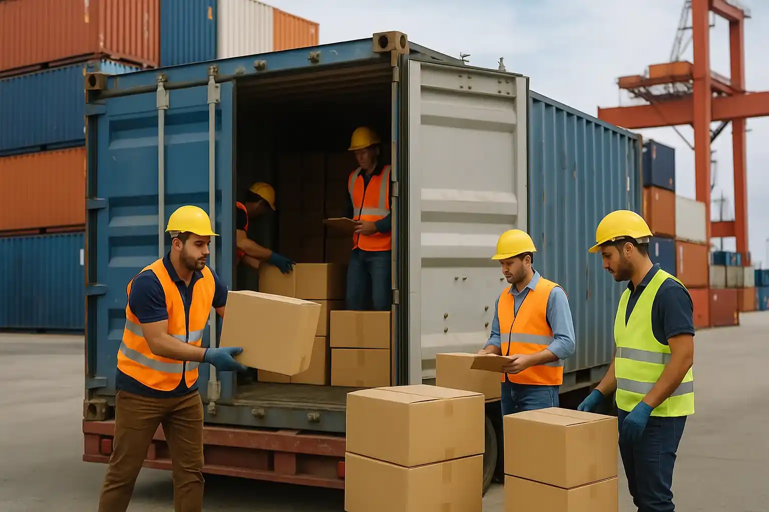 Puerto con contenedores y operación logística (referencia LCL en Venezuela)