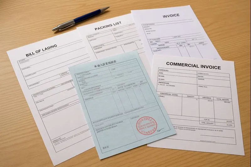 Documentos generados para el embarque en China