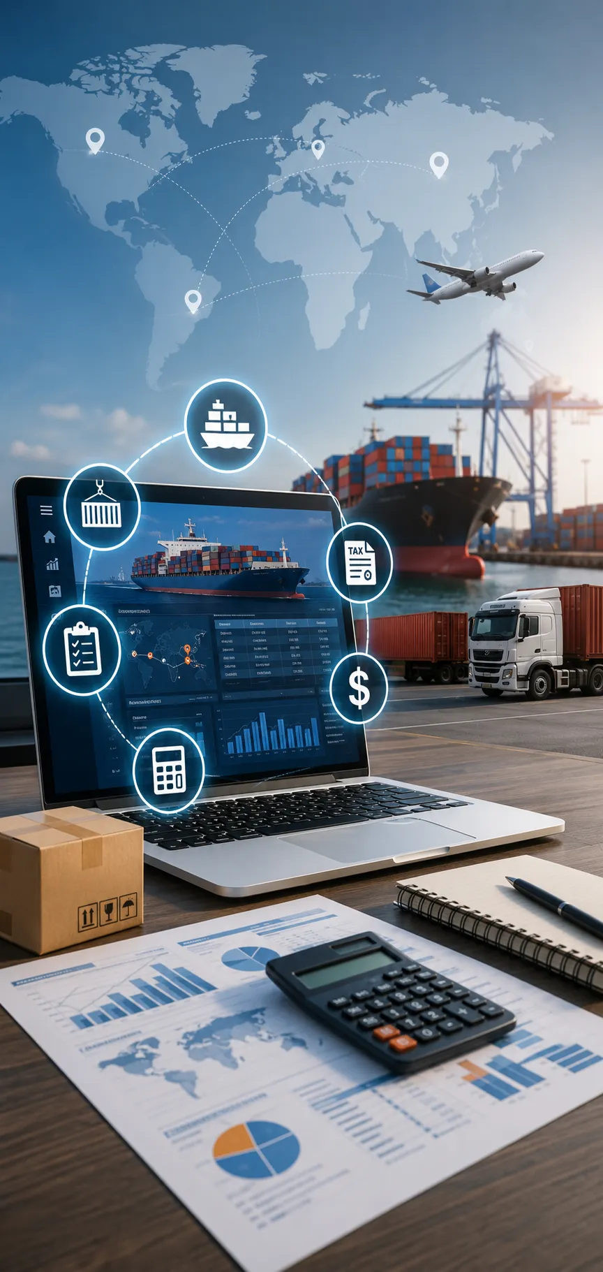 Buque portacontenedores realizando transporte marítimo internacional