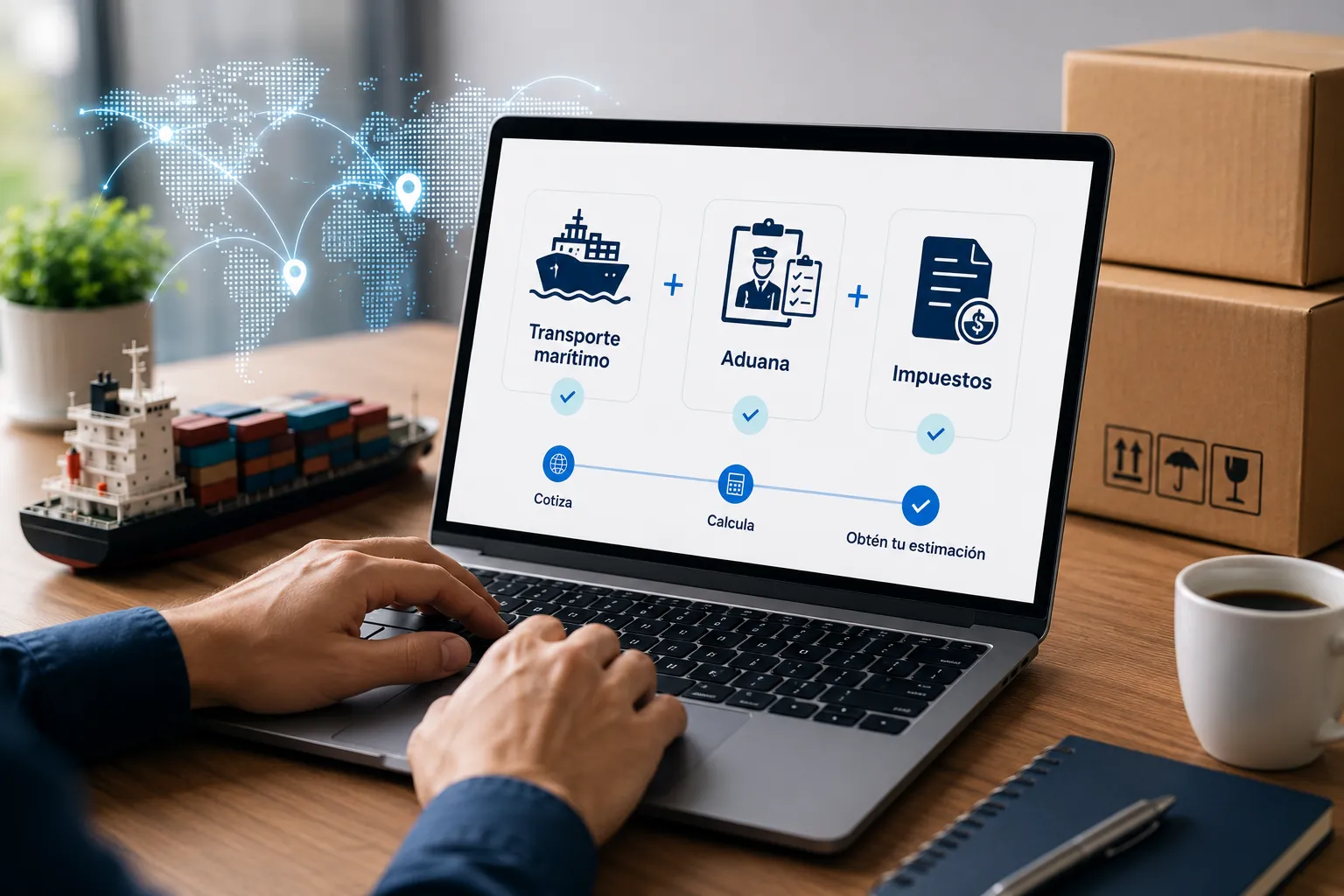 Computadora portátil para realizar una cotización online